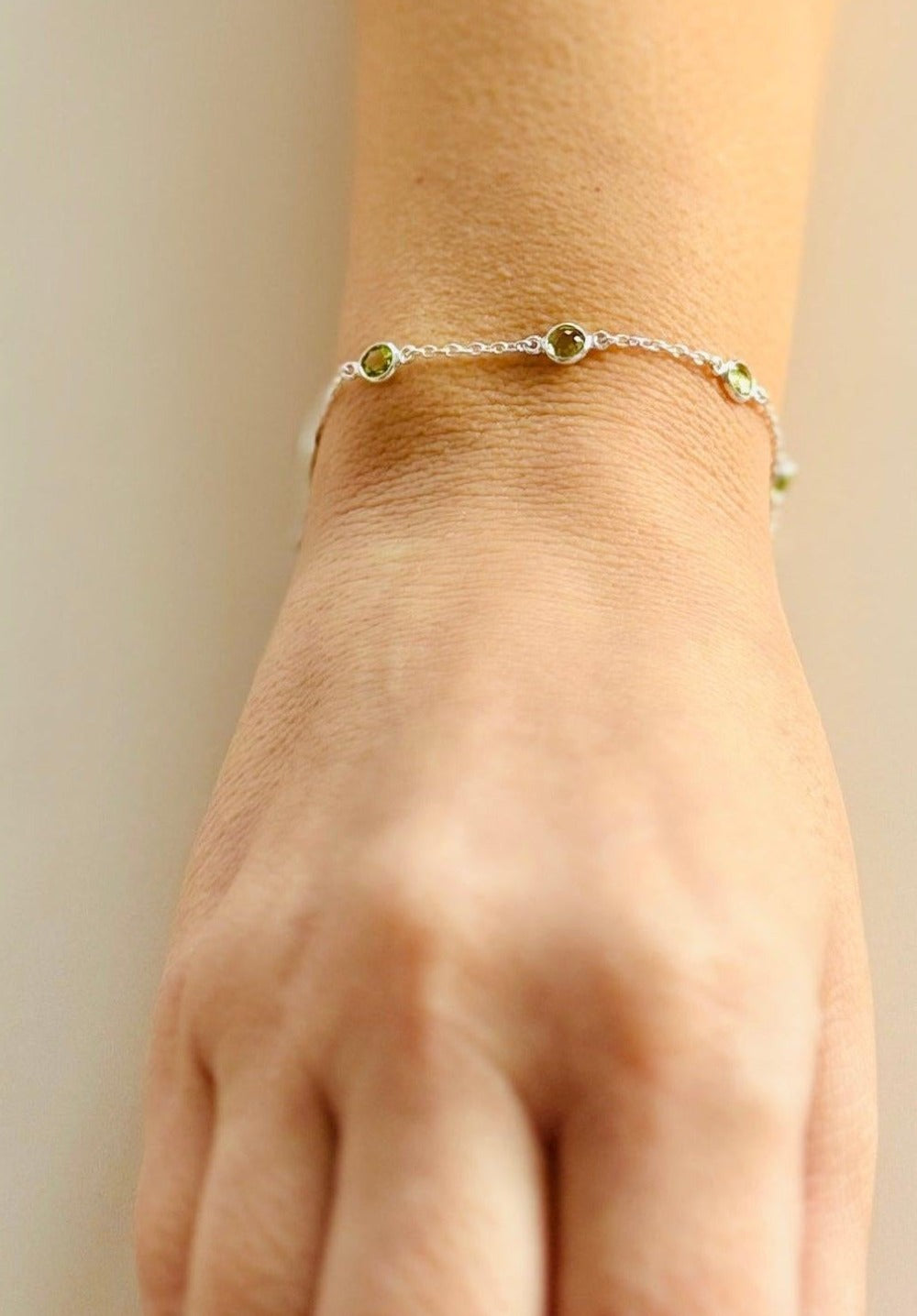 August Birthstone Bracelet — Peridot