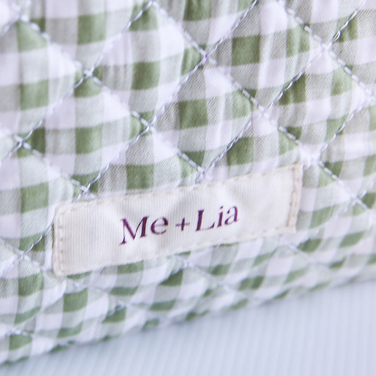Gingham Matcha Make-up Pouch - Large