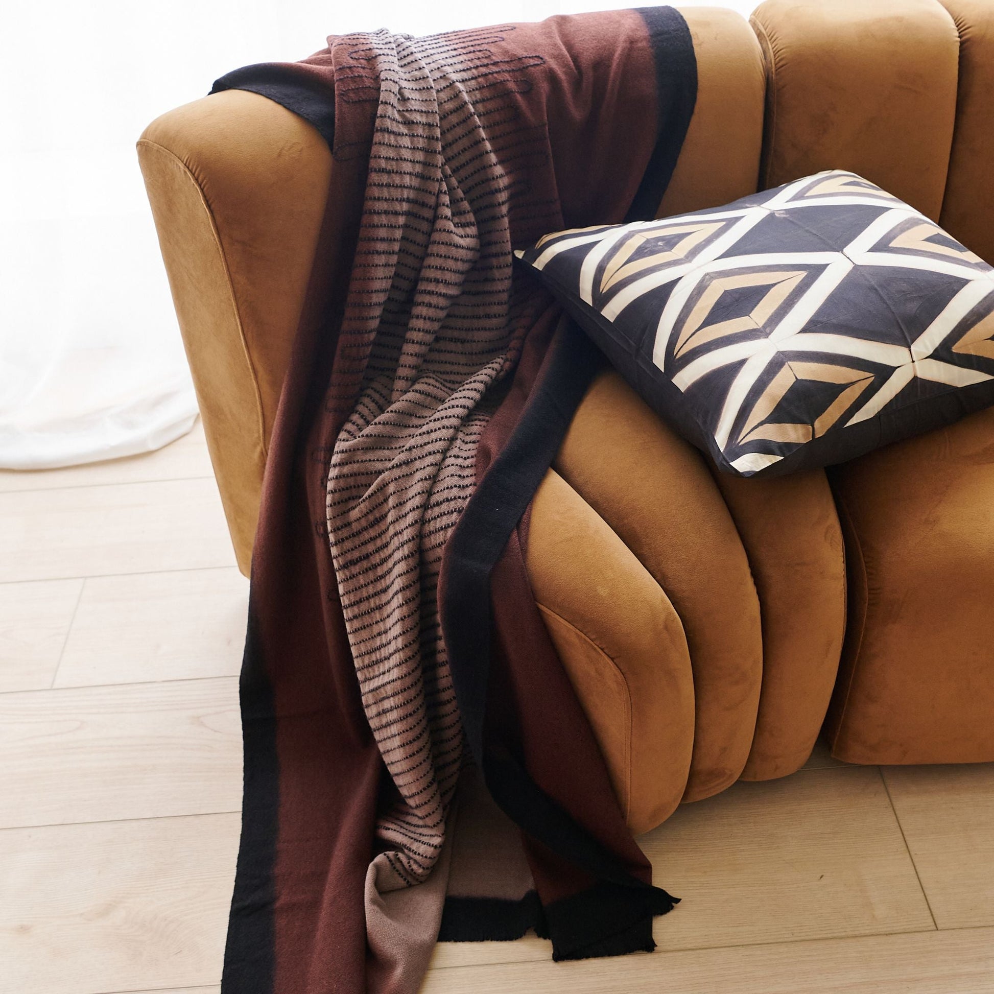 Handwoven Mink Brown Myrtle Drift Merino Throw