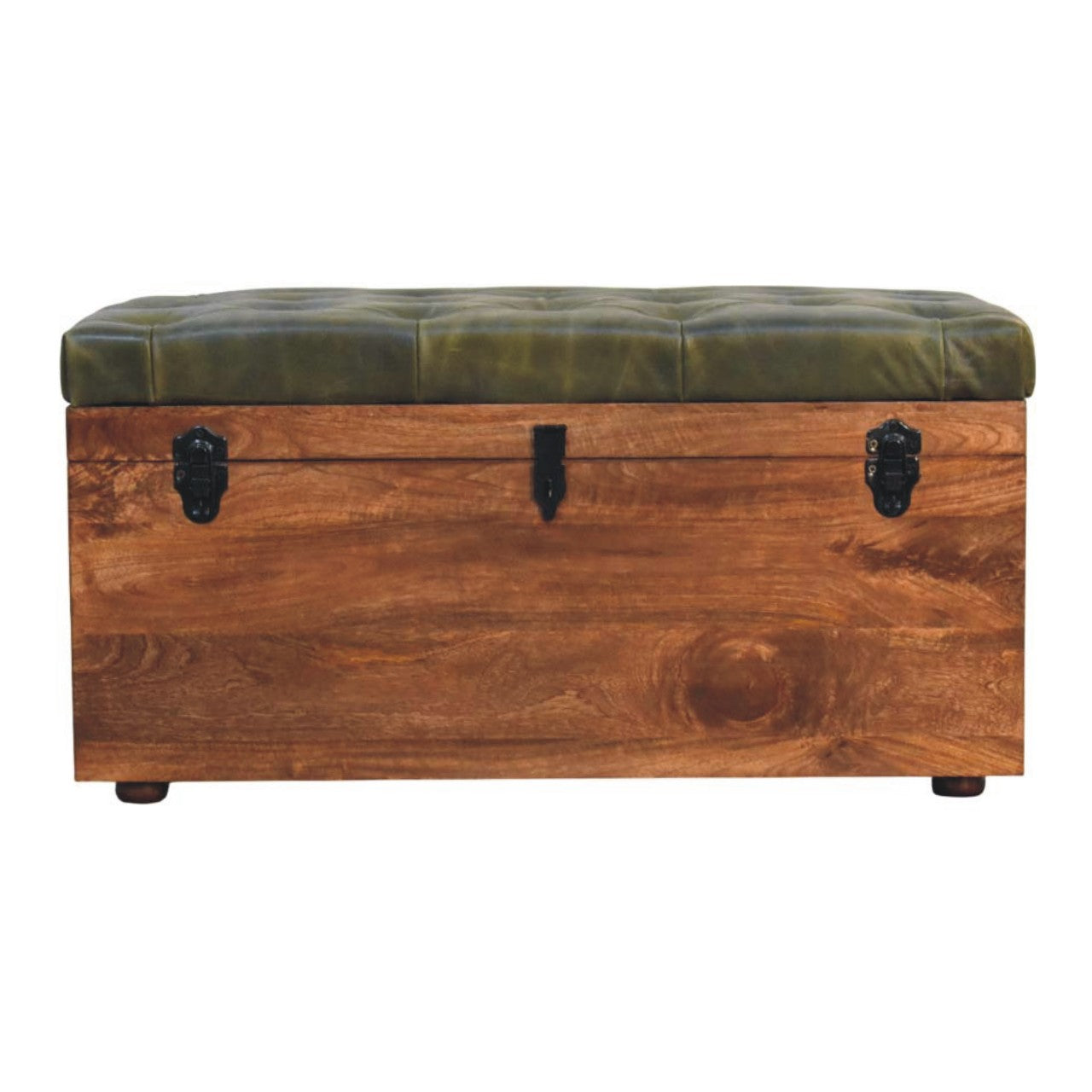 Solid Wood Roasted Almond Storage Trunk Bench