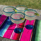 Aqua Rim Margarita Glasses - Set of 4