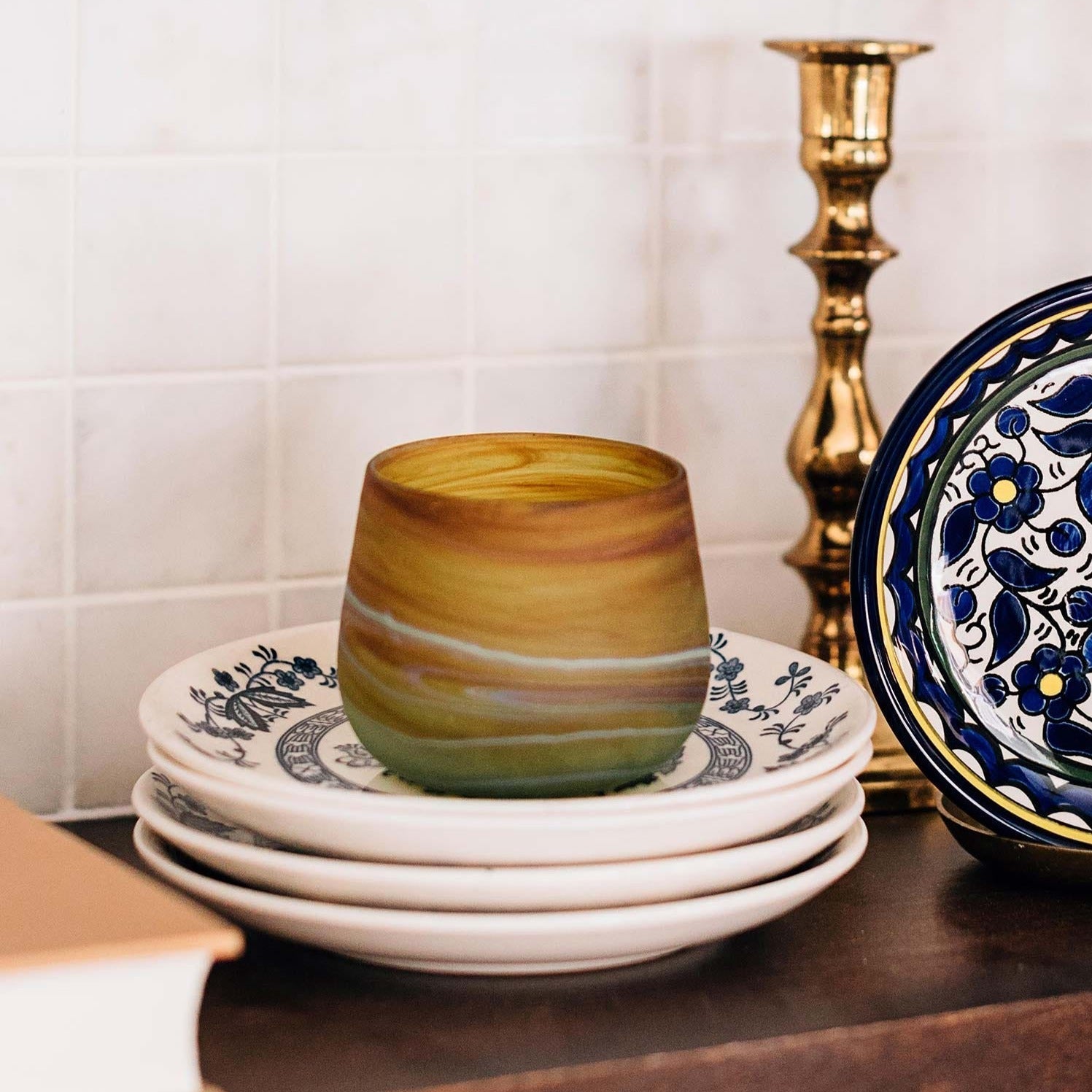 Phoenician Glass Candleholder