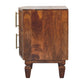 Solid Wood Harper Ribbed Chestnut Bedside 2 Drawers Brown