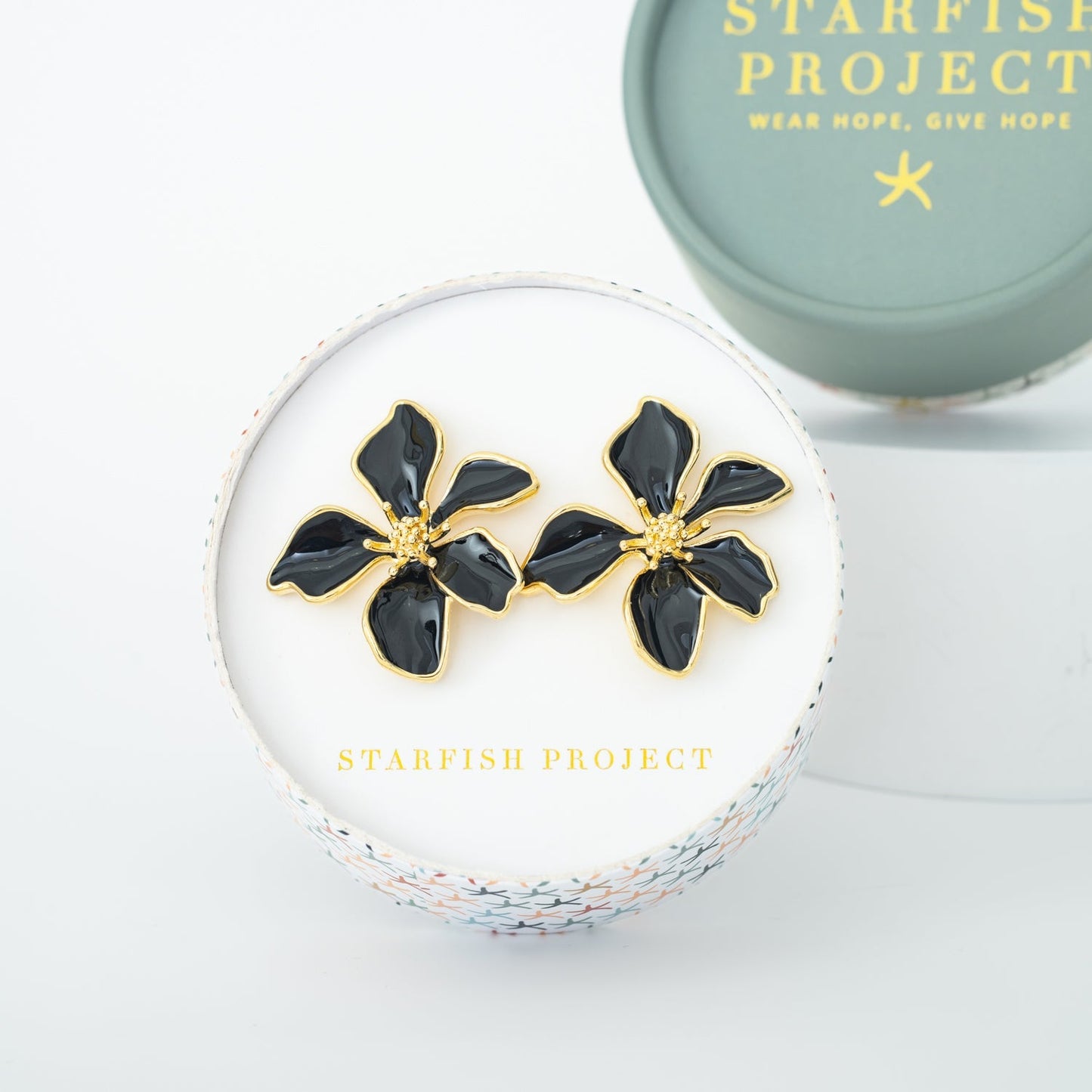Bloom Earrings in Midnight Black