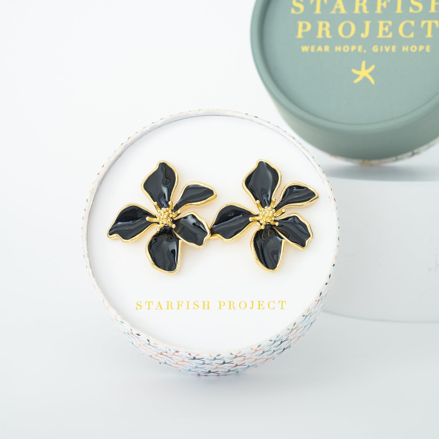 Bloom Earrings in Midnight Black