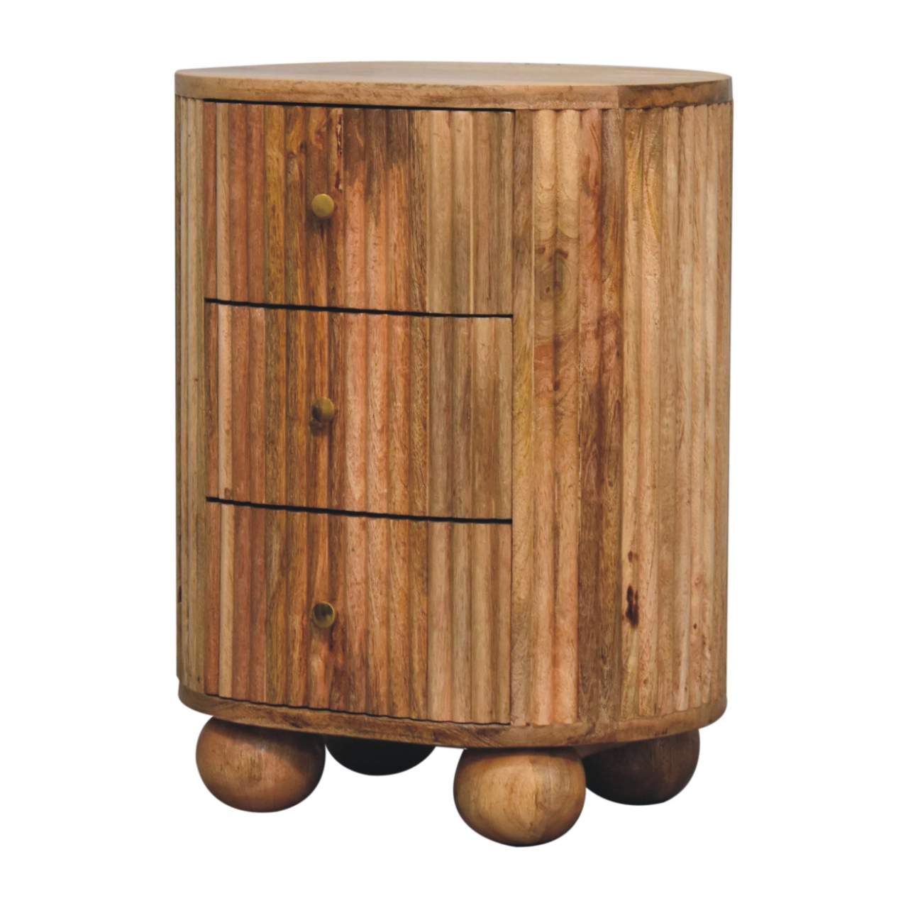 Solid Wood Soba Ball 3-Drawer Bedside Table
