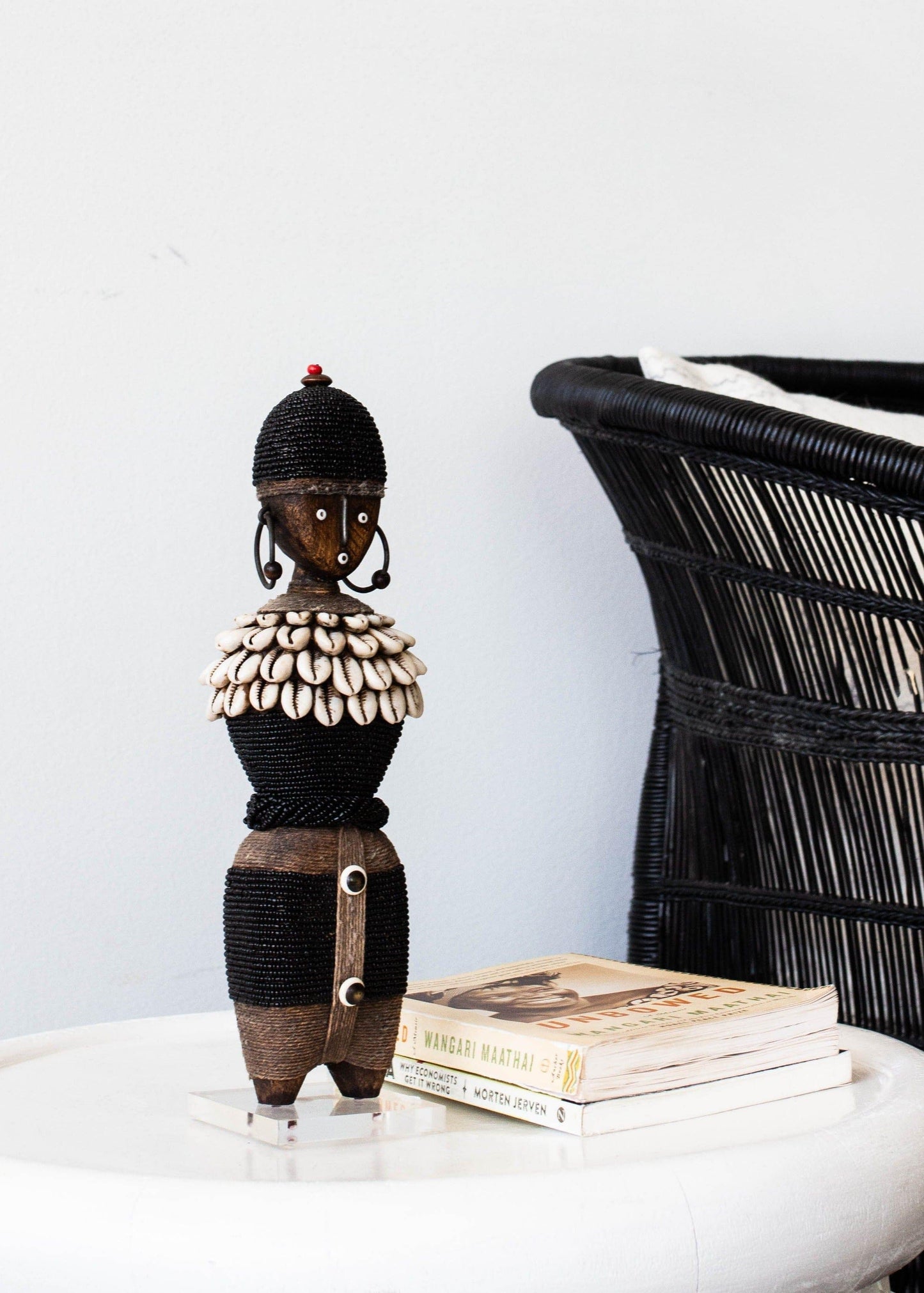 Black Beaded & Cowrie Shells African Namji Doll