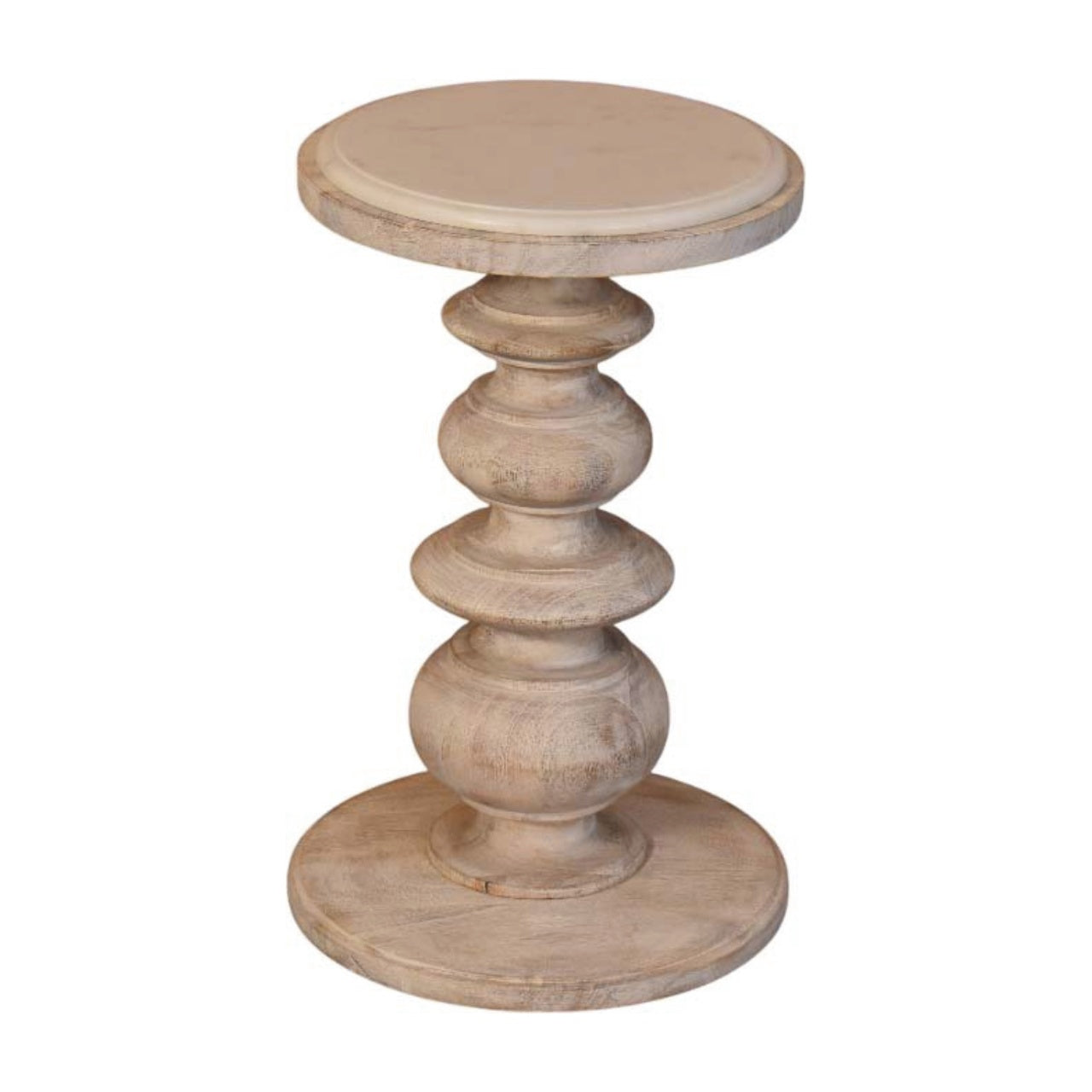 Solid Wood The Bellis Marble Accent Table