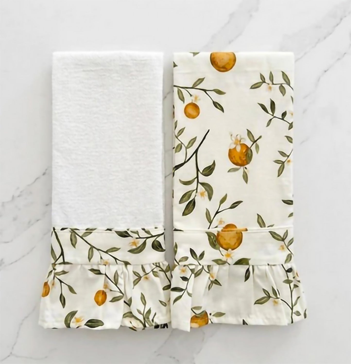 Valencia Orange Ruffled Kitchen Towels (Set of 2)