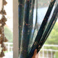 Curtain Panel, Boho Block Print Cotton Drape - Meadow Green