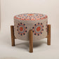 Mandala Design Embroidered Stool | 16x14" | Beige | Cotton
