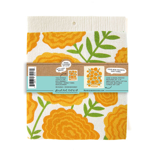 Marigolds Dish Towel + Sponge Cloth Gift Set