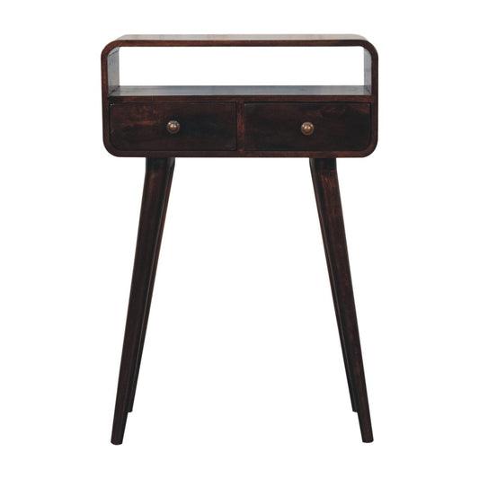 Solid Wood Mini California Walnut Curved Console Table