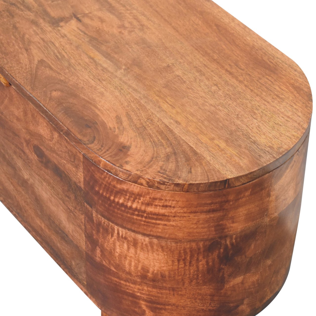 Solid Wood Honey Caramel Rounded Lid-Up Blanket Box
