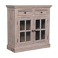 Solid Wood Stone Finish Cabinet with Glazed Doors