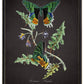 Vintage butterflies and flower print on a distressed black background in a black and brushed silver frame sized 16x20