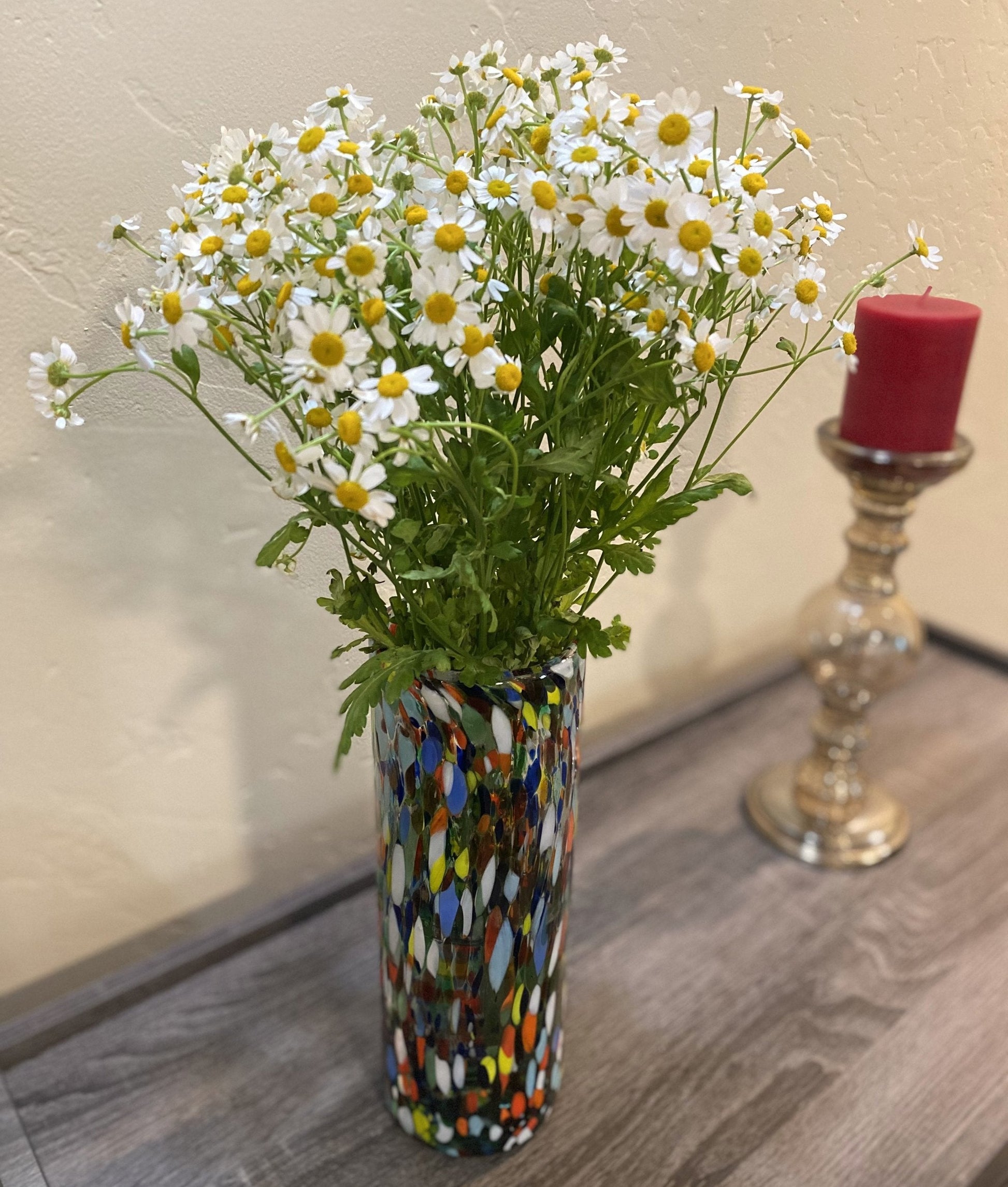 Glass Vase with Confetti Carmen Design