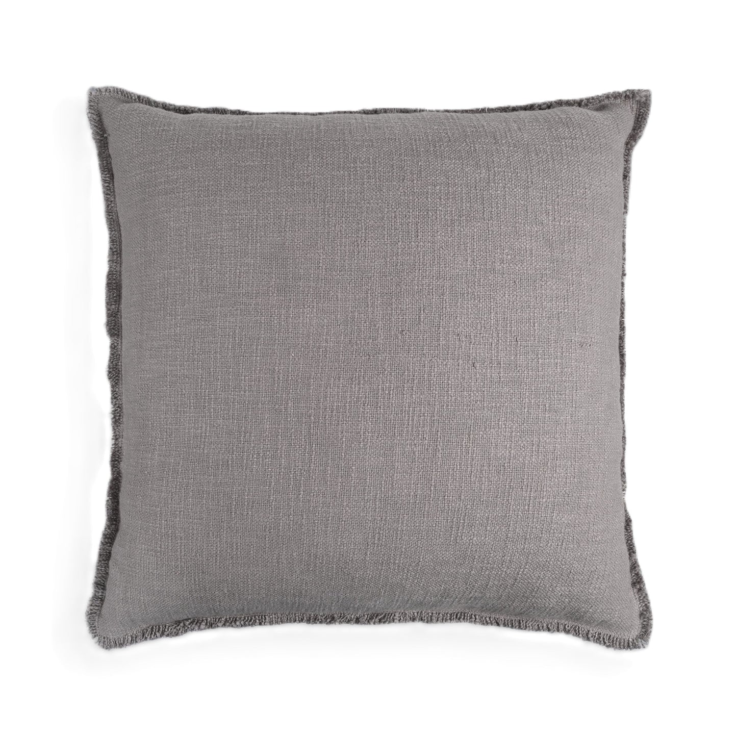 Organic Chic washed textured cotton solid pillow cover with frayed edges