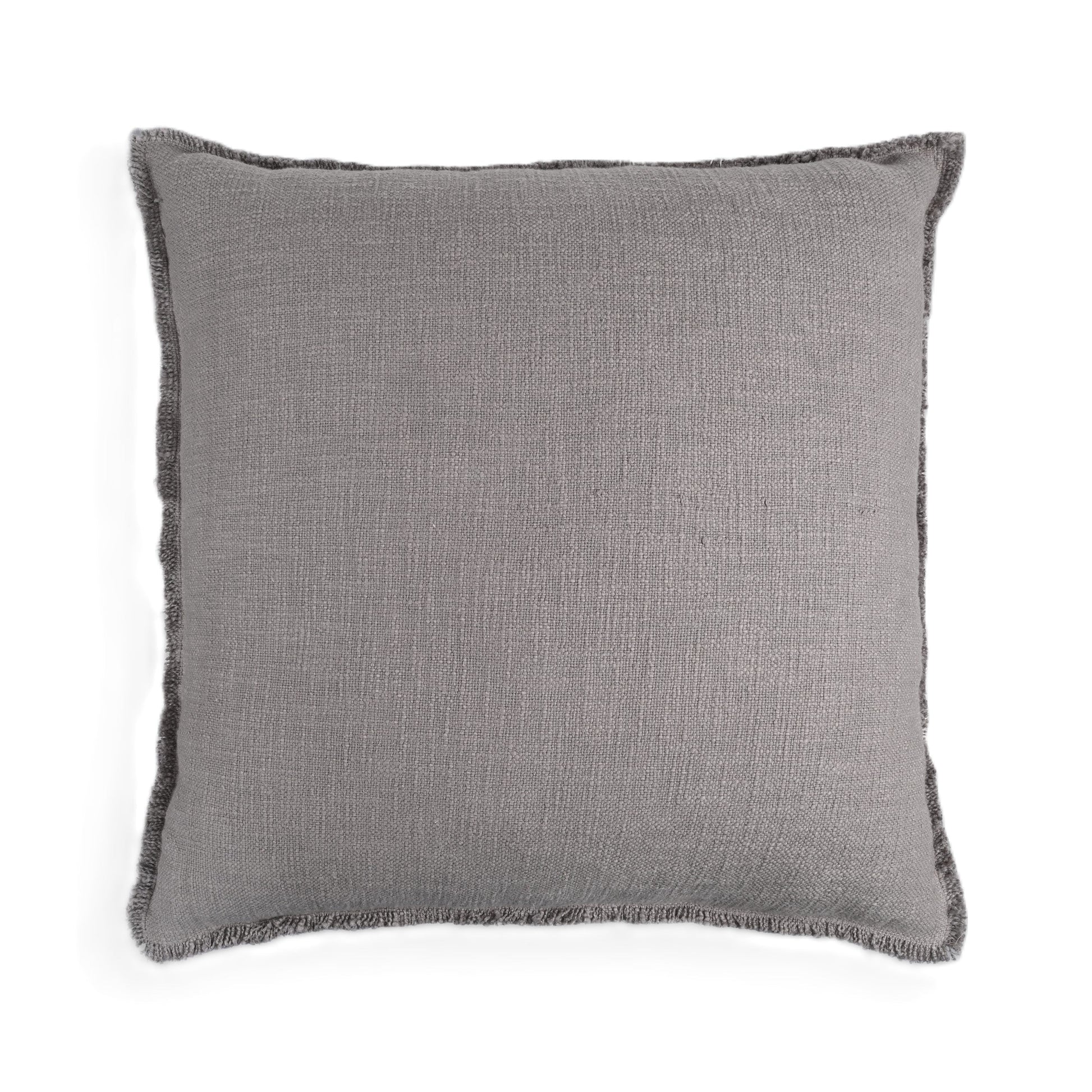 Organic Chic washed textured cotton solid pillow cover with frayed edges