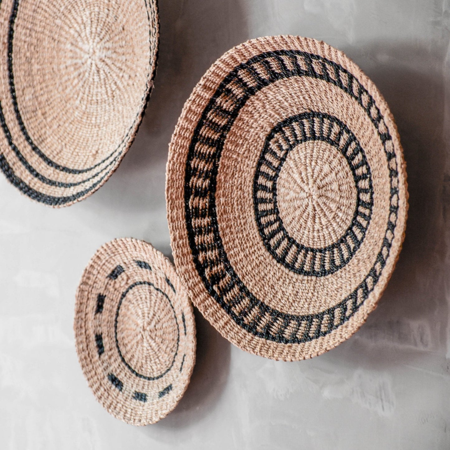 Natural + Black Wall Baskets, Medium