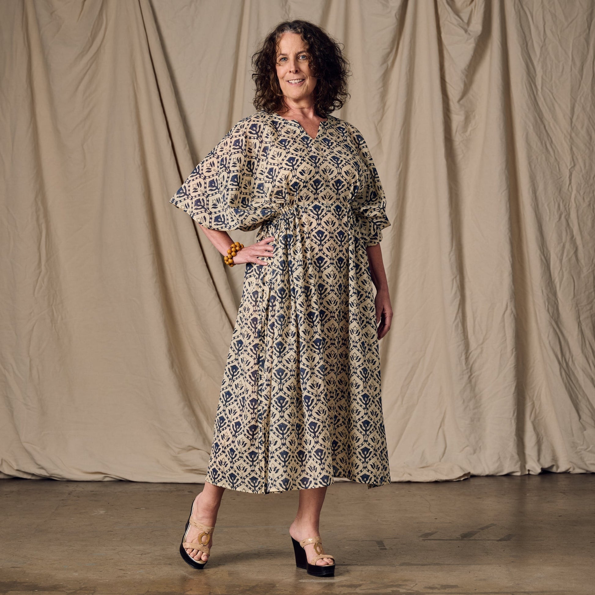 Panna Full Length Block Print Kaftan