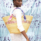 Butterfly Bag Medium - Naturel w/ Light Blue, White and Brown Lining