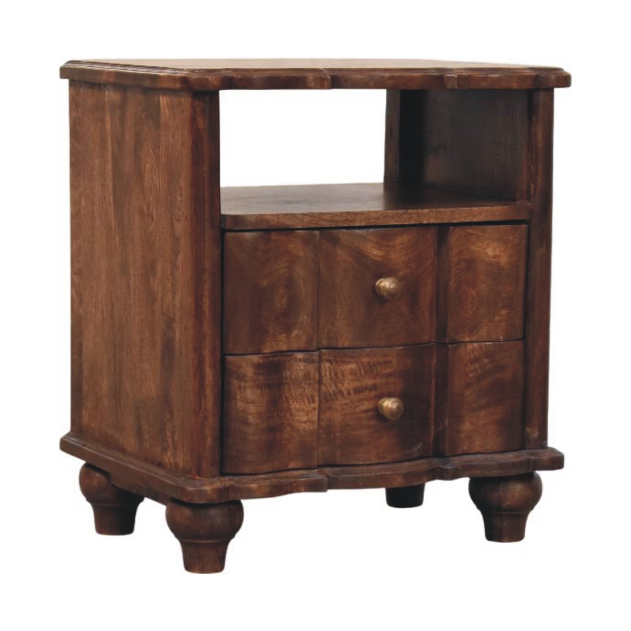 Solid Wood 2-Drawer Bedside Table