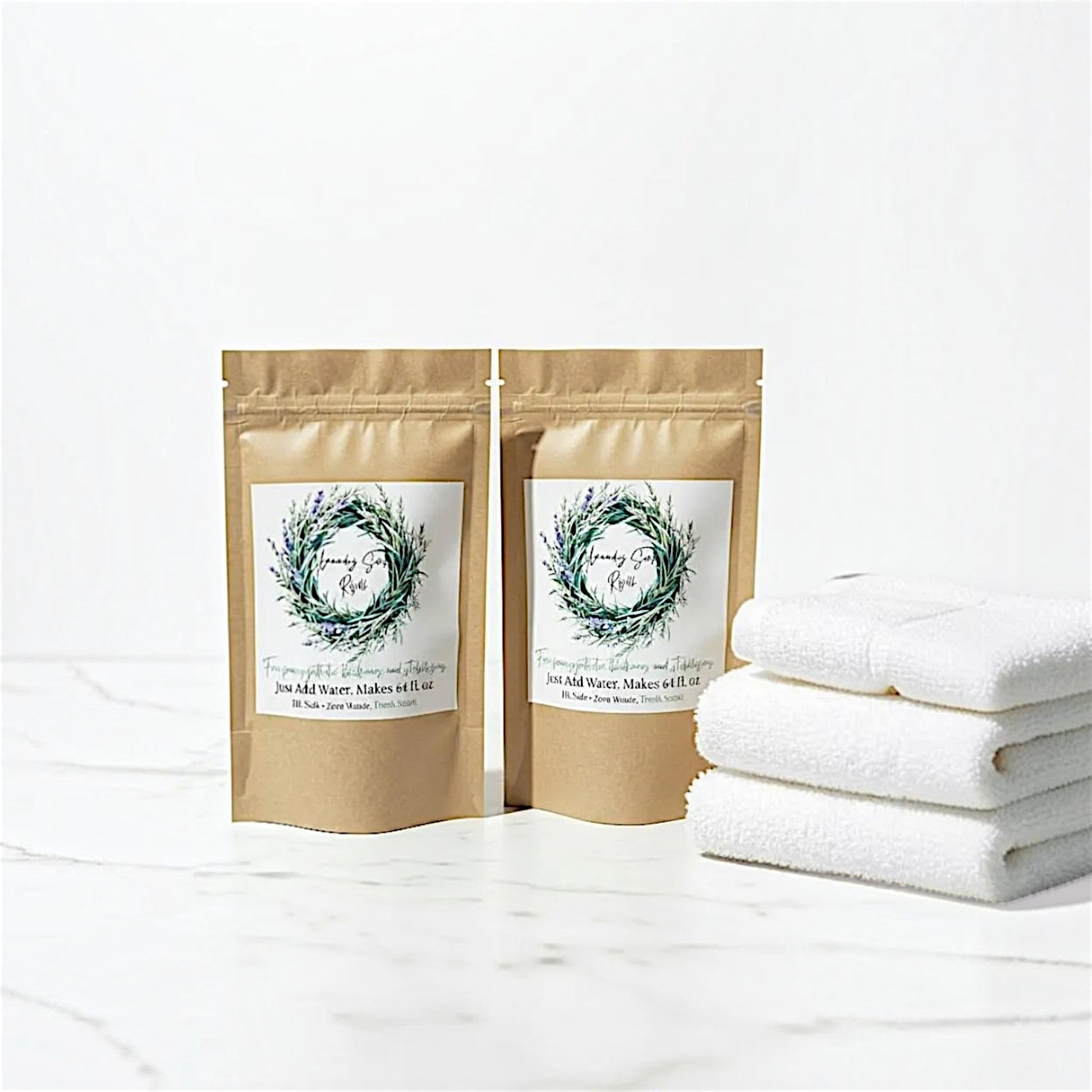 Natural Laundry Detergent Refill Kit | Glass  Laundry Room Container & Compostable Refill Pouch