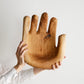 Open Hand Hand-Carved Wooden Bowl Sculpture (Discoloration)