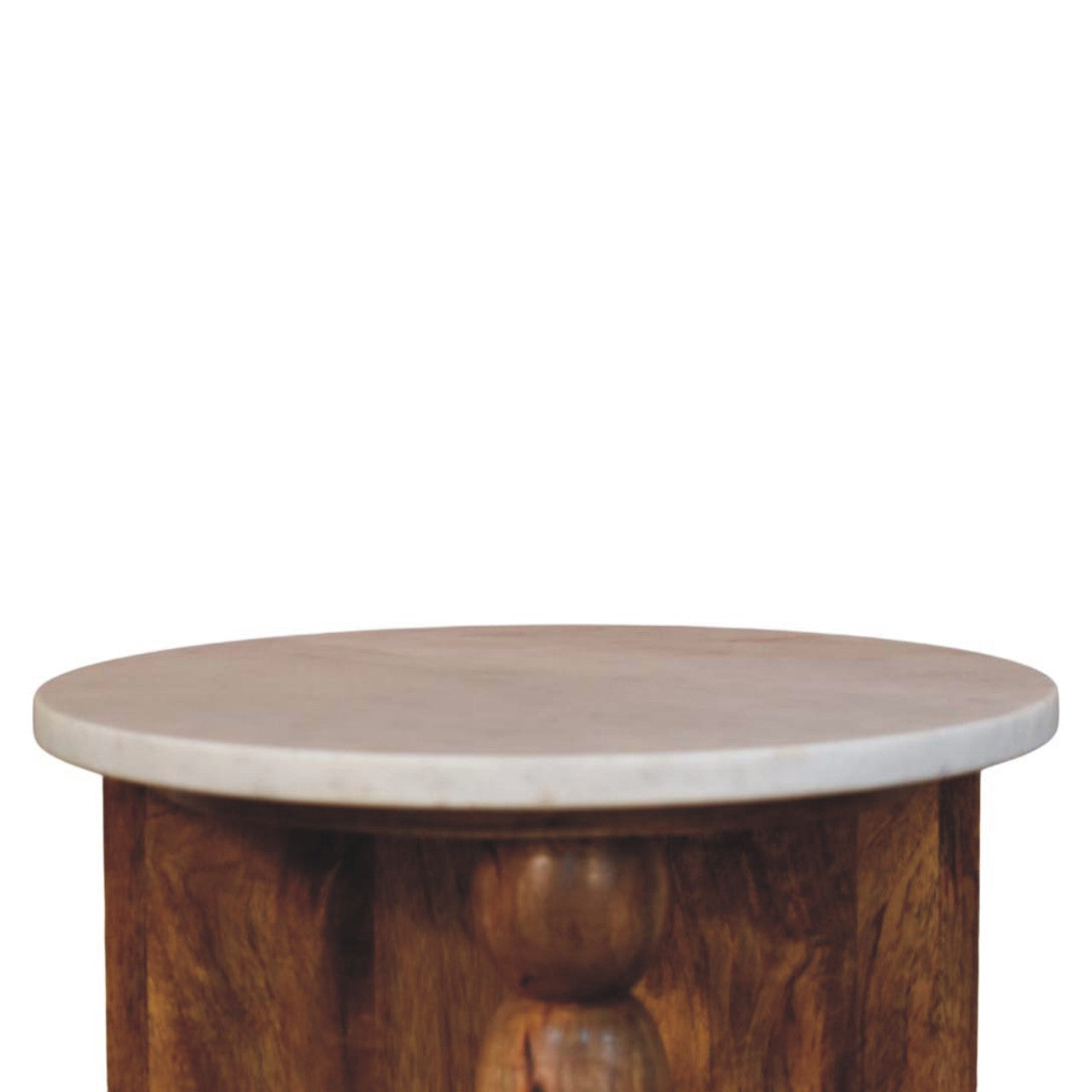 Solid Wood Marble-Top Spindle Side Table