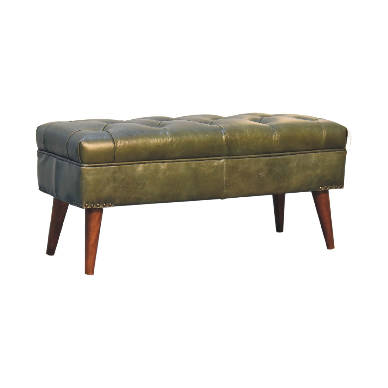 Solid Wood Harbour Leather Upholstered Bench