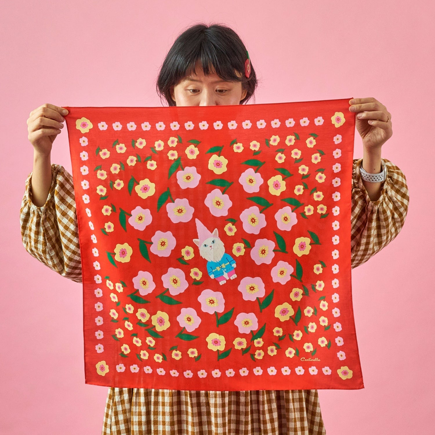 Cat Garden Gnome Cotton Silk Bandana