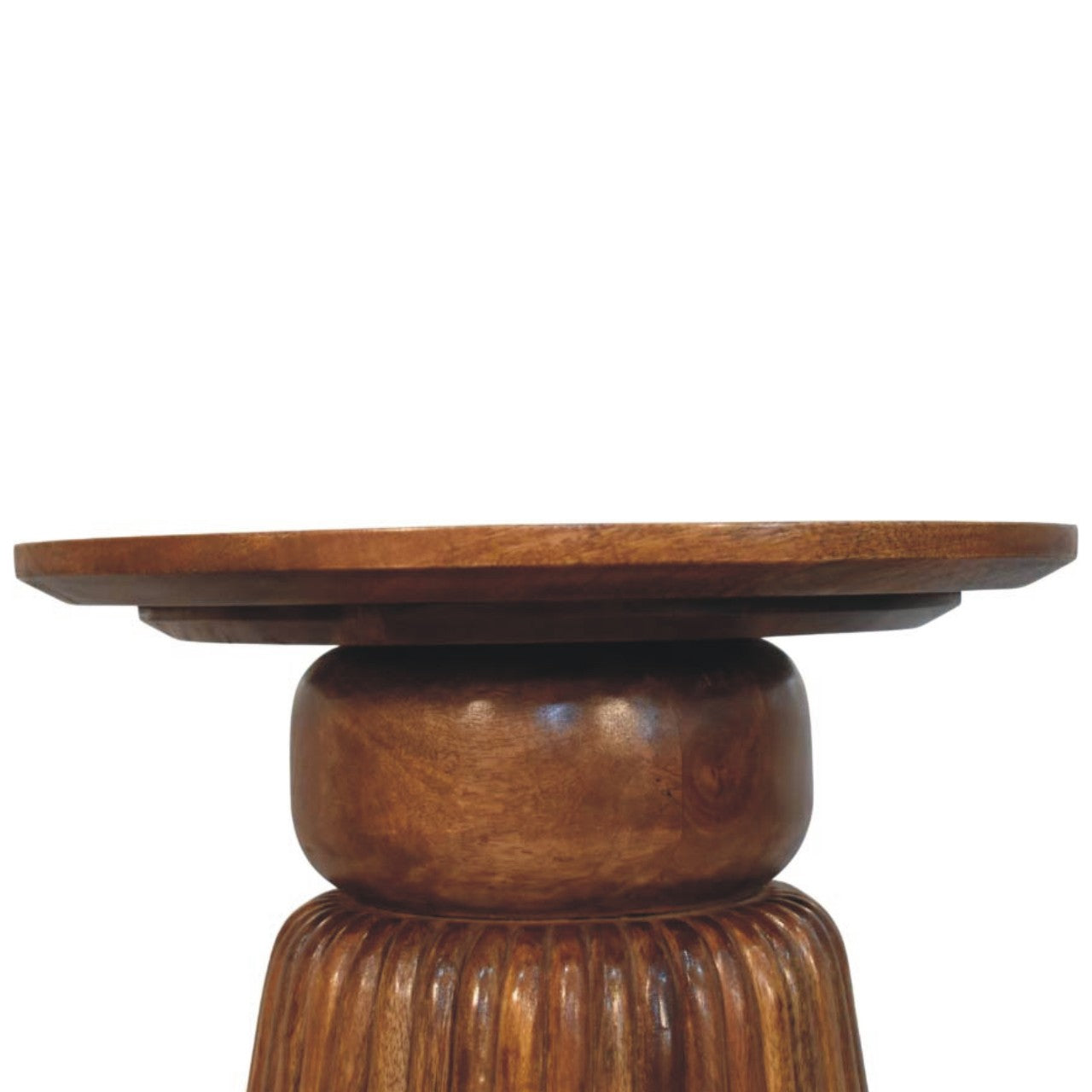 Solid Wood Amber Oak Round Side Table
