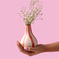 Ceramic Stripe  bud vase, Red -  3.5 x 3.5 x 4.75 Inches ( Set of 4 )