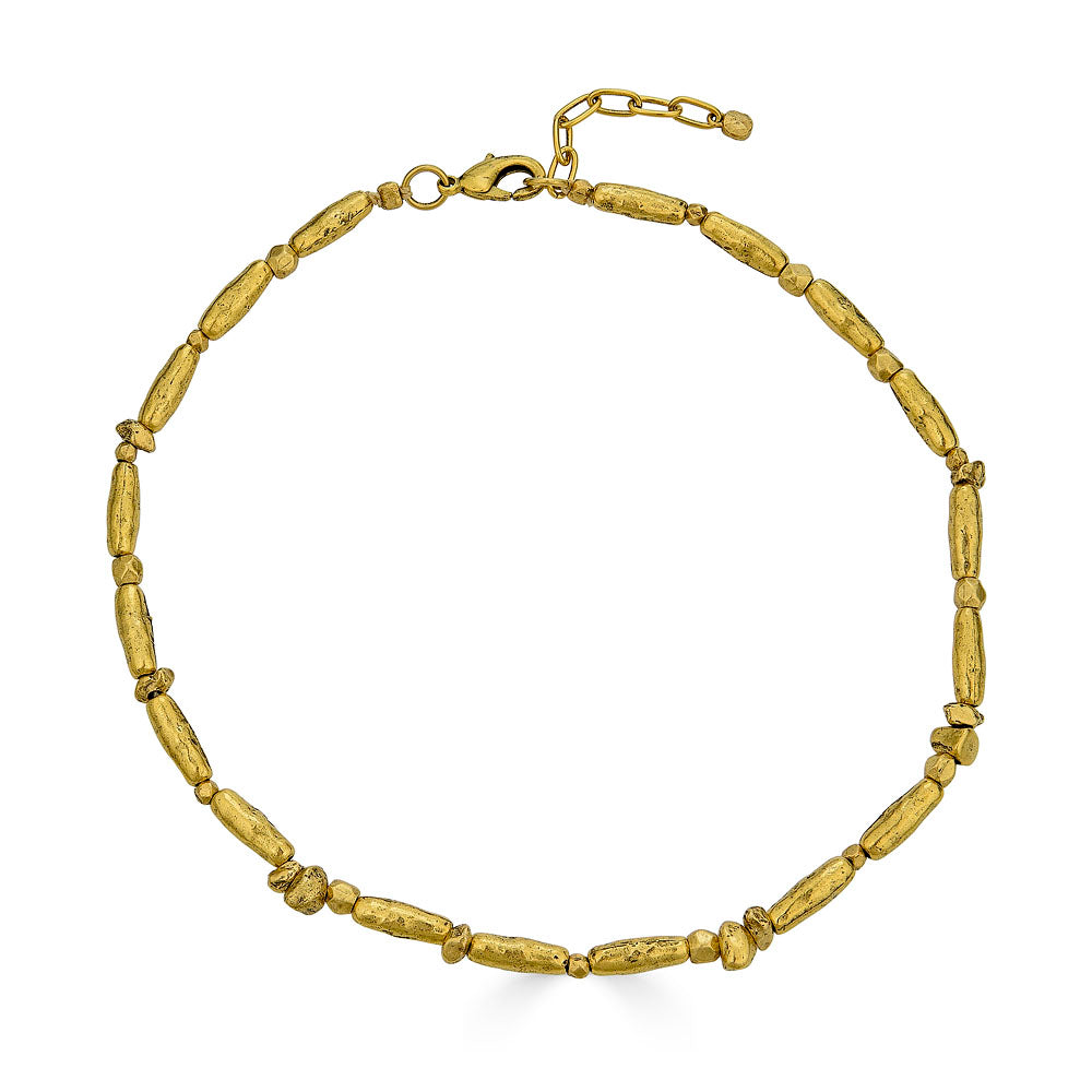 Gold Organic Bead Necklace