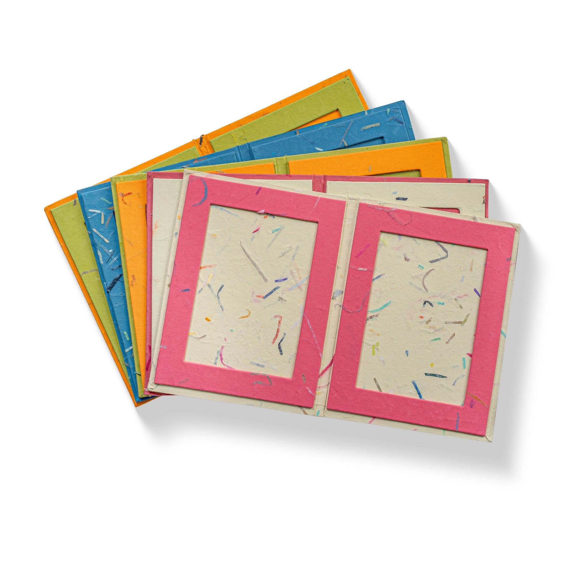 Handmade Double Photo Frames | Upcycled Tree-Free Paper | Fair Trade | Set of 5
