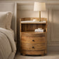 Solid Wood Curved Bedside with Marble Top