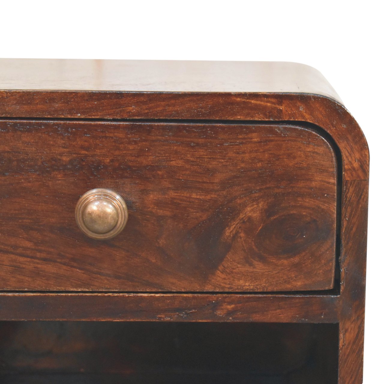 Solid Wood Mini Curved California Walnut Wall-Mounted Bedside Table