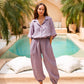 Vanessa Linen Gingham Balloon Pants in Lavender