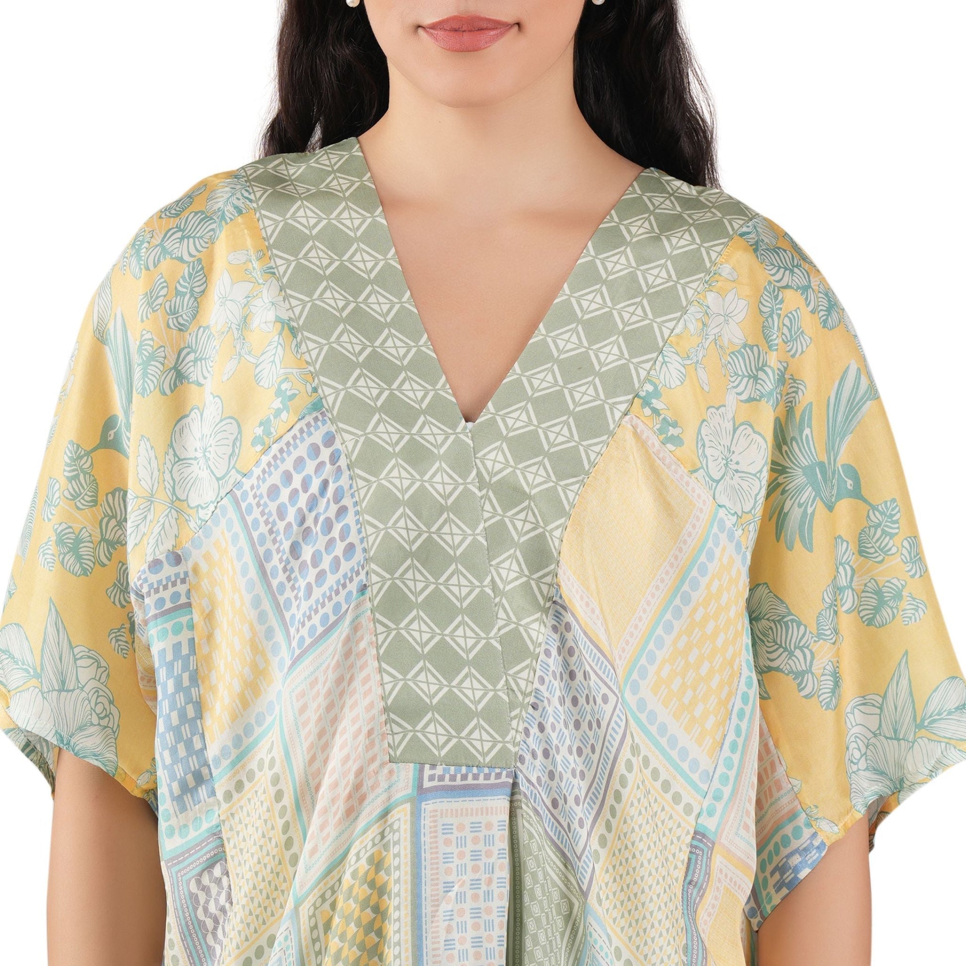 Summer Daydream Silk Caftan - Lemon Green