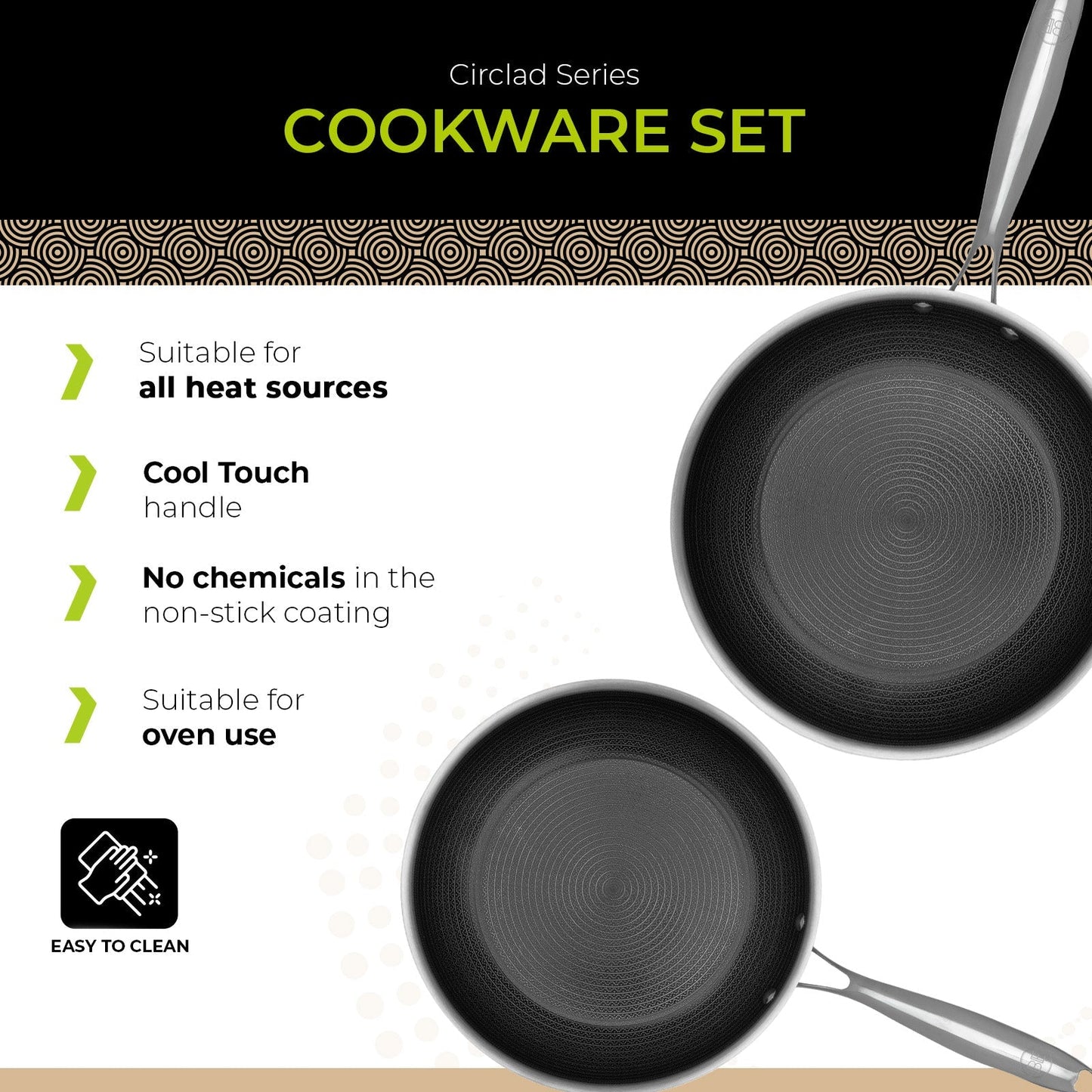 BE | LIVING CIRCLAD Series - 2 pcs Frying Pan Set  26 cm + 30 cm