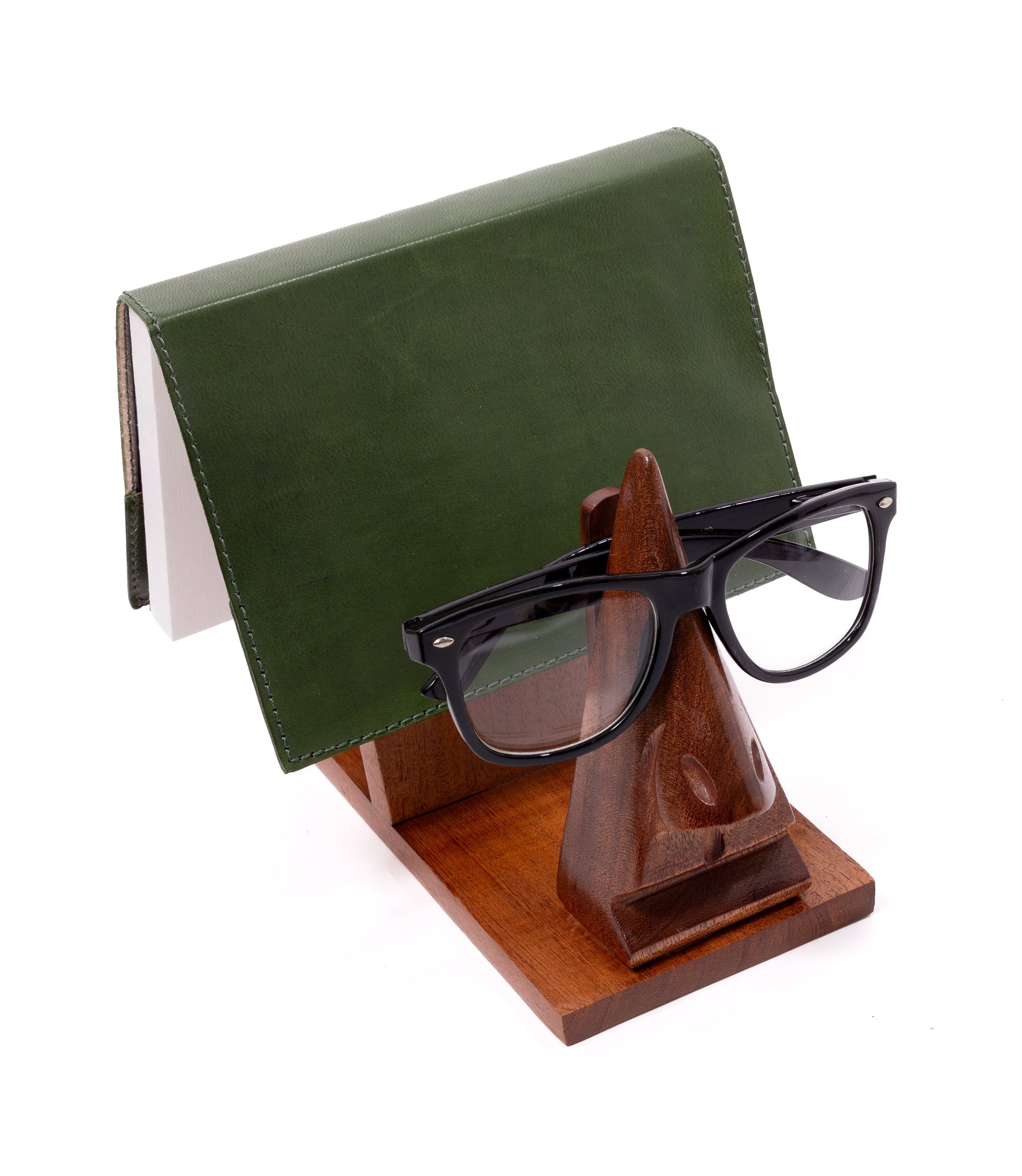 Nose Book & Glasses Caddy - Hand Carved Wood