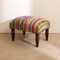 Handwoven Accent Footstool | 20.5x15.5x15 | Cotton Fabric