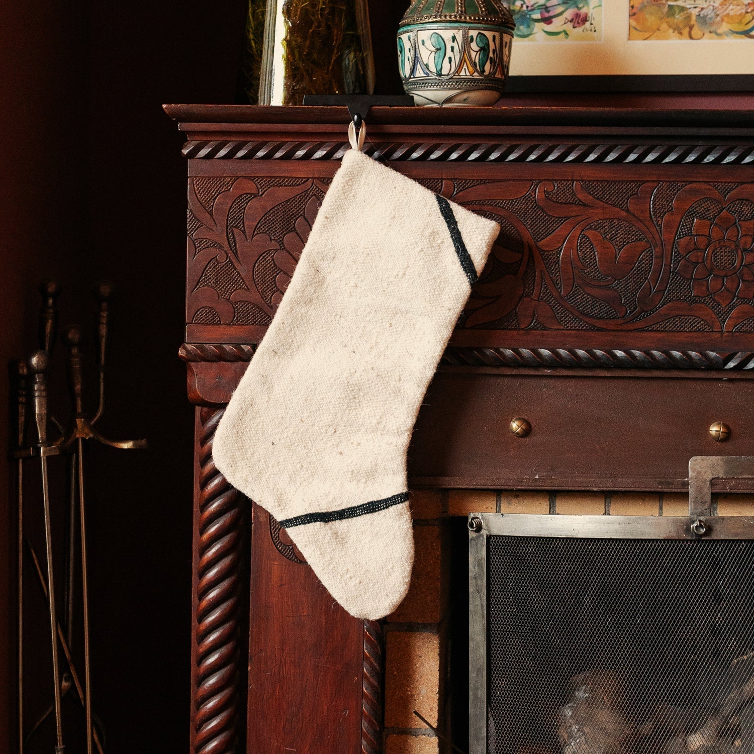 Handwoven Beni Ourain Christmas Stocking