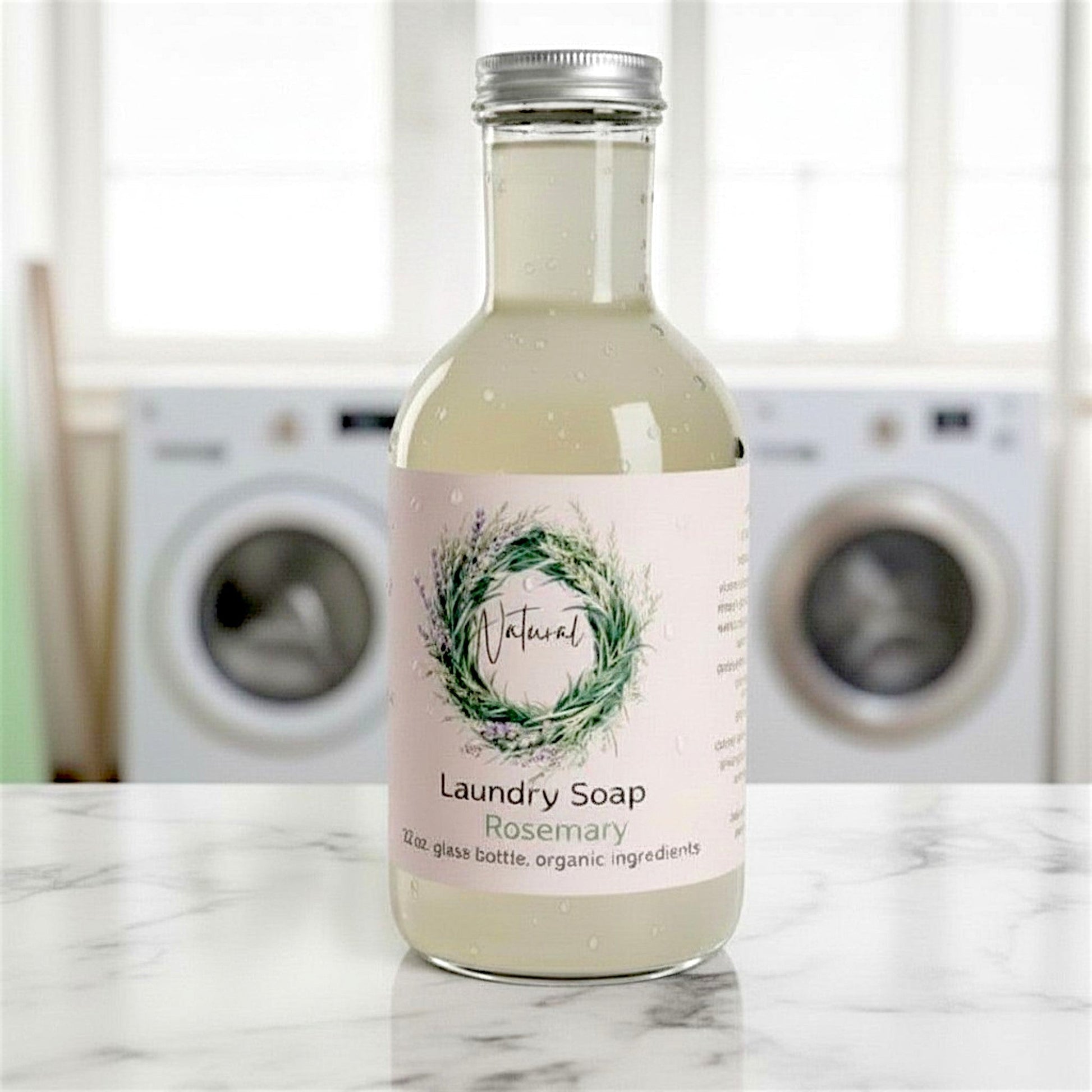 Organic Castile Laundry Soap, HE Safe, Non-Toxic, Zero Waste (32 oz Glass Bottle)