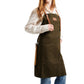 Waxed Canvas Work Apron with Leather Straps & Utility Pockets