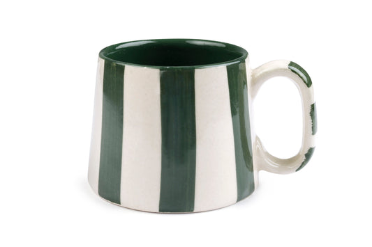 Ceramic Olive Stripe  Coffee cup - 3.5 x 2.5 Inches (Set of 2)