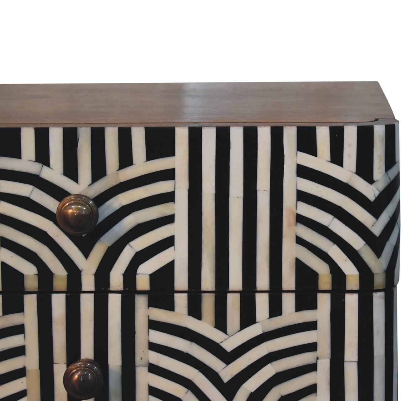 Solid Wood Honey Caramel Edessa Bone Inlay Bedside Table
