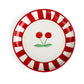 S/2 Ceramic Cherry Dessert Plate - Red