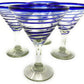 Cobalt Blue Spiral Design Margarita Glasses - Martini Style - Set of 4